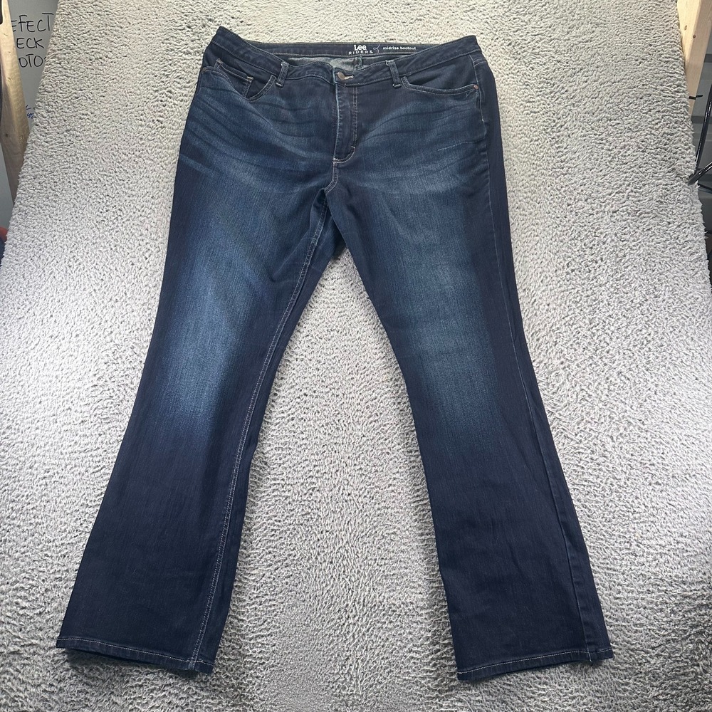 Lee Riders Jeans Women's 20 Blue Cotton Denim Bootcut Leg Mid Rise Stretch Faded